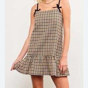 Boutine LA Checkered Mini Dress - Black and Tan